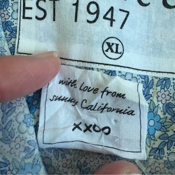 Frank & Eileen ‘Frank’ LS Blue Floral Print Cotton Button Blouse Womens XL - Picture 3 of 12